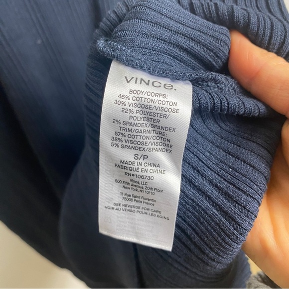 Vince Rib Scoop Neck Camisole Dress in Navy Blue - Picture 8 of 10